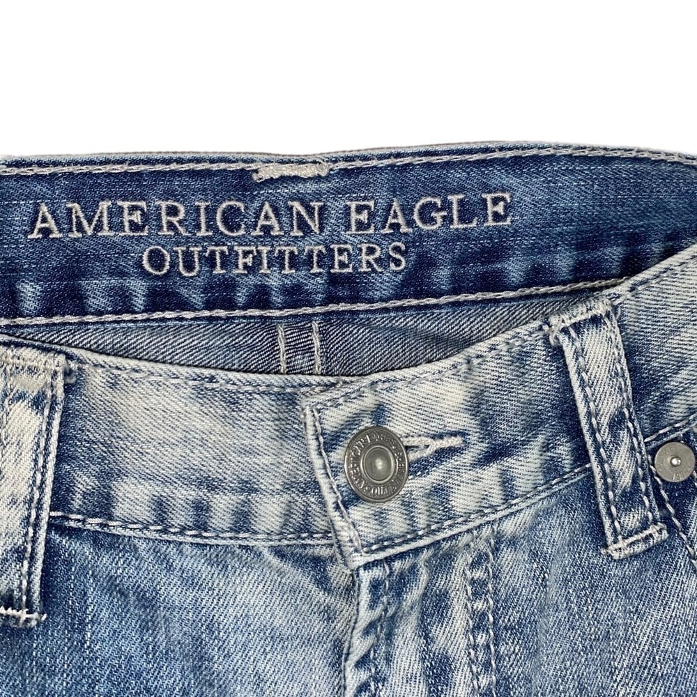 American Eagle Outfitters Acid Wash Straight Leg Denim Jeans Size 34 X 32 - Picture 3 of 8